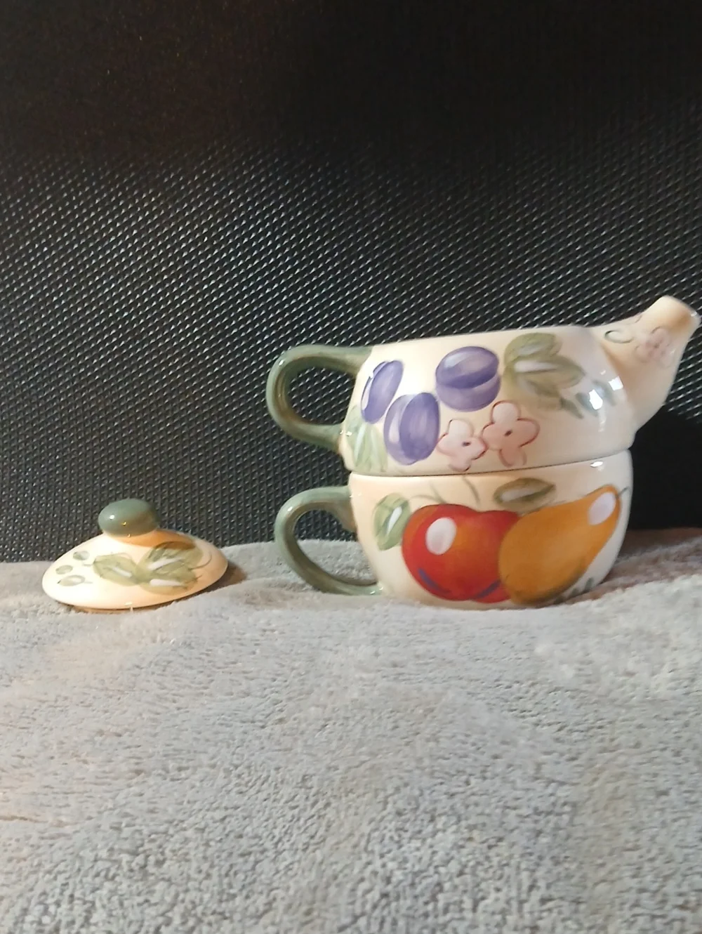 Vintage Fruit Tea for One Teapot and Cup Set